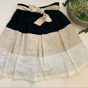 Harve Benard color block neutral Khaki linen A-line skirt Women’s 6